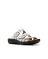 Clarks Collection Women's Laurieann Rio Slip-on Flat Sandals In White Leather