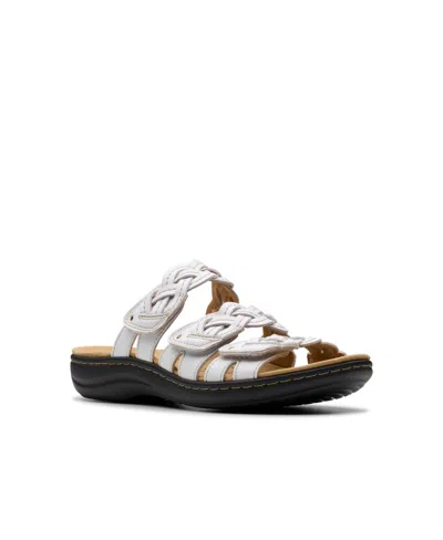 Clarks Collection Women's Laurieann Rio Slip-on Flat Sandals In White Leather