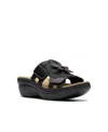 Clarks Collection Women's Merliah2 Belle Wedge Sandals In Black Combi Leather
