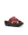 Clarks Collection Women's Merliah2 Belle Wedge Sandals In Red Combi Leather