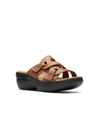 Clarks Collection Women's Merliah2 Cove Wedge Sandals In Tan Leather