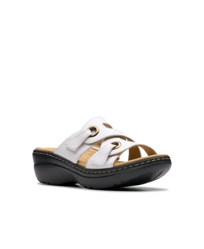 Clarks Collection Women's Merliah2 Cove Wedge Sandals In White Leather