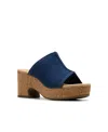 Clarks Collection Women's Nerisa Vine Wedge Sandals In Dark Denim Textile