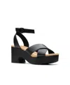 Clarks Collection Women's Nerisa Wedge Sandals In Black,black Leather