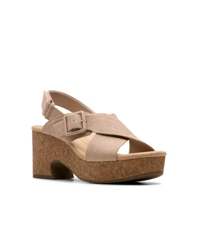 Clarks Collection Women's Nerisa West Wedge Sandals In Sand Nubuck