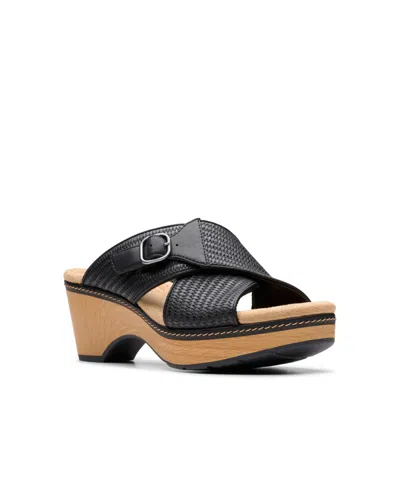 Clarks Collection Women's Seannah Nora Wedge Sandals In Black Interest
