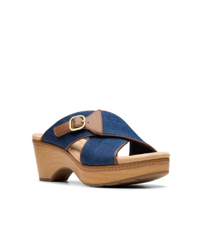 Clarks Collection Women's Seannah Nora Wedge Sandals In Dark Denim Textile