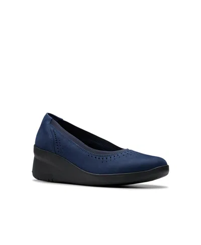 Clarks Collection Women's Suttyn Kaylie Slip-on Shoes In Navy Nubuck