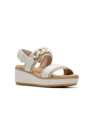 Clarks Collection Women's Wrenly Eve Wedge Sandals In Off White Leather