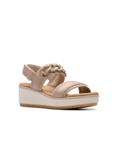 Clarks Collection Women's Wrenly Eve Wedge Sandals In Sand Leather