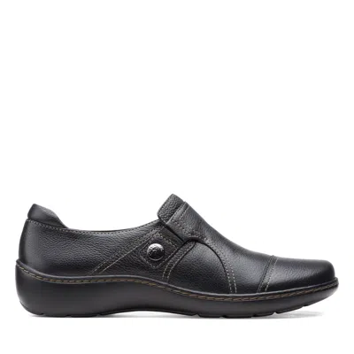 Clarks Cora Poppy In Black Leather In Multi
