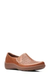 Clarks Cora Sky Womens Leather Flat Loafers In Tan Leather