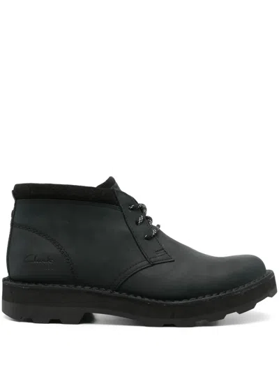 Clarks Corston Db Wp Leather Boots In Black