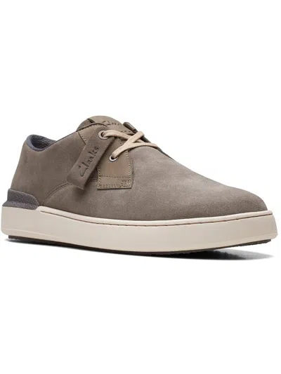 Clarks Courtlite Khan Mens Leather Lifestyle Casual And Fashion Sneakers In Grey