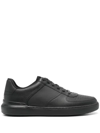 Clarks Courtlite Tie Leather Sneakers In Black