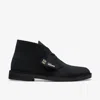 Clarks Men's Desert Boot In Black Suede In Blue