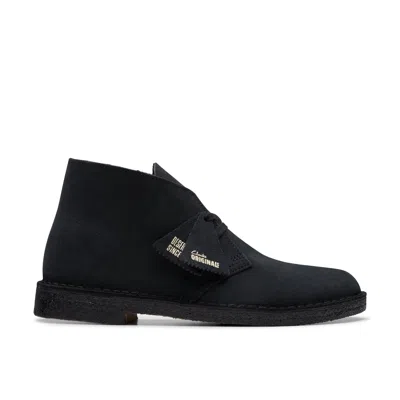 Clarks Desert Boot In Blue Suede In Black