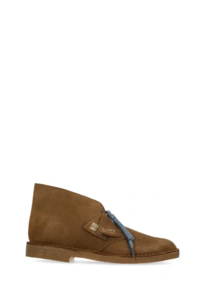 Clarks Suede Desert Boots In Saddle Brown