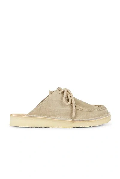 Clarks Desert Nomad Mule In Pale Grey Suede