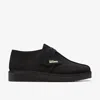 Clarks Desert Trek Lace Up Shoes In Black Suede In Black