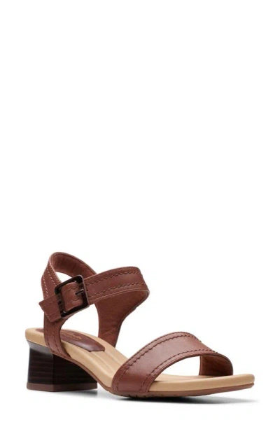 Clarks Women's Desirae Coast Ankle-strap Sandals In British Tan Leather