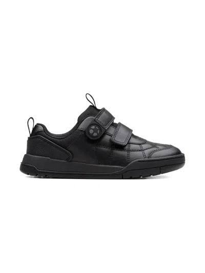 Clarks Kids' Double-strap Leather Trainers In Black