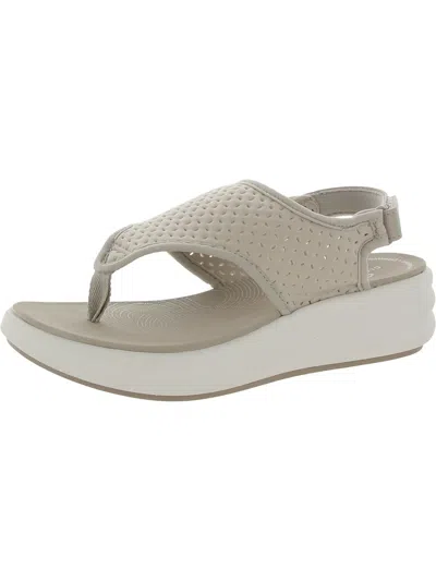 Clarks Drift Blossom Womens Mesh Flats T-strap Sandals In Gray