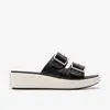 Clarks Women's Drift Buckle Slip-on Slide Wedge Sandals In Black