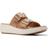 Clarks Women's Drift Buckle Slip-on Slide Wedge Sandals In Warm Beige