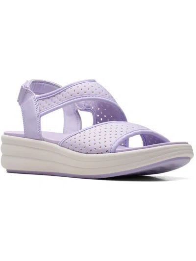 Clarks Drift Fern Womens Mesh Ankle Strap Wedge Sandals In Purple