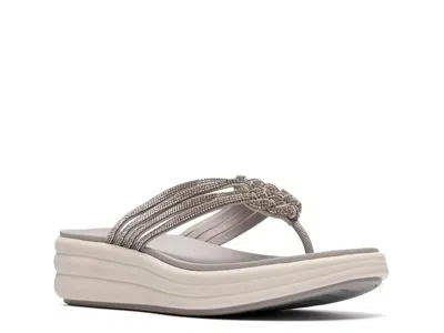 Clarks Drift Gem Wedge Sandal In Silver