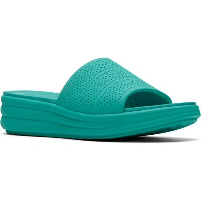 Clarks ® Drift Twist Wedge Slide Sandal In Blue