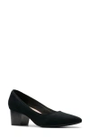 Clarks Teresa Step Womens Suede Pointed Toe Block Heels In Black Suede