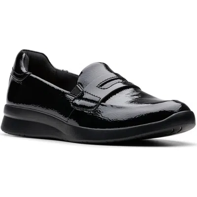 Clarks ® Ellowyn Penny Loafer In Black Crinkle Patent