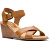 Clarks Collection Women's Emmalae Iris Wedge Sandals In Cinnamon Leather