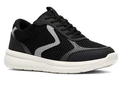 Clarks Wide Width Cloudsteppers Ezrinn Tie Sneaker In Black