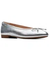 Clarks Fawna Lily Leather Ballet Flat In Silver