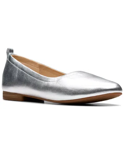 Clarks Fawna Soft Leather Ballet Flat In Silver