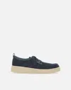 Clarks Polden Moc Suede Lace Up In Navy Blue In Blue