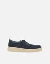 Clarks Polden Moc Suede Lace Up In Navy Blue In Blue