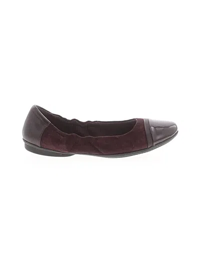 Pre-owned Clarks Flats In Burgundy