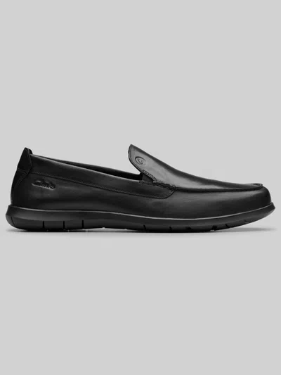 Clarks Flexway Step Moc Toe Casual Slip-on Shoes In Black