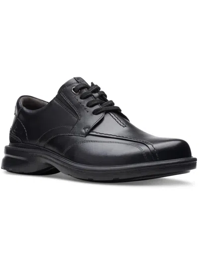 Clarks Tilden Plain Toe Leather Derby In Black Leather