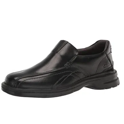 Clarks Gessler Step Men's D Black Leather Slip On Comfort Shoes Mew902 In Blue