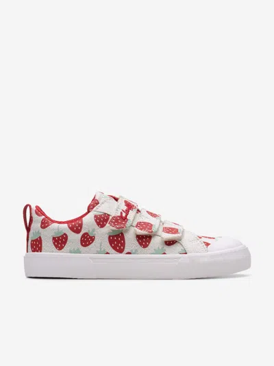 Clarks Girls Foxing Fraise Trainers In Beige