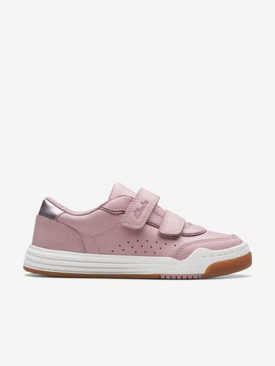 Clarks Girls Leather Urban Solo Trainers In Pink