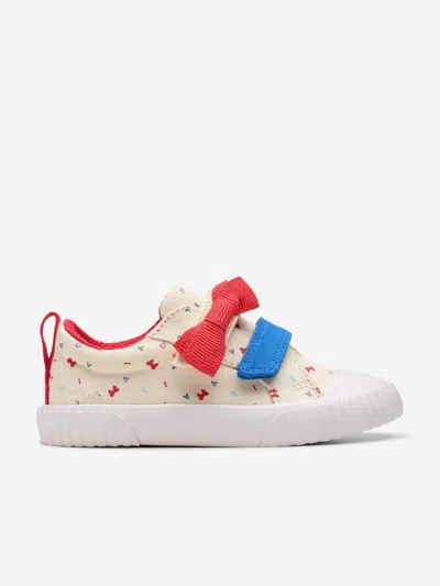 Clarks Girls Roald Dahl Foxing Bow Trainers In Ivory