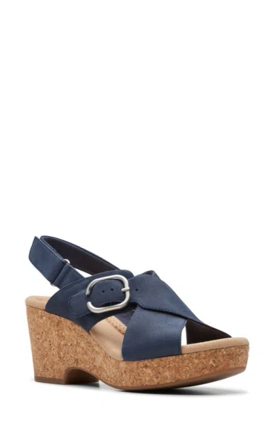 Clarks Women's Giselle Dove Wedge Sandals In Navy Nubuck