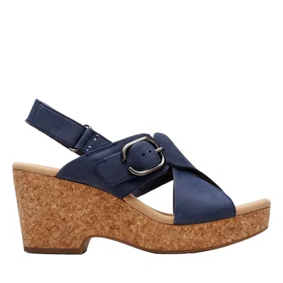 Clarks Giselle Dove Wedge Sandal Navy 26177146 Women's In Blue