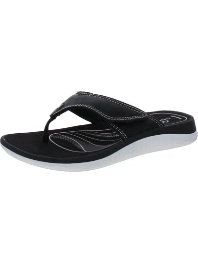 Clarks Glide Post Womens Cushioned Footbed Man Made Thong Sandals In Black